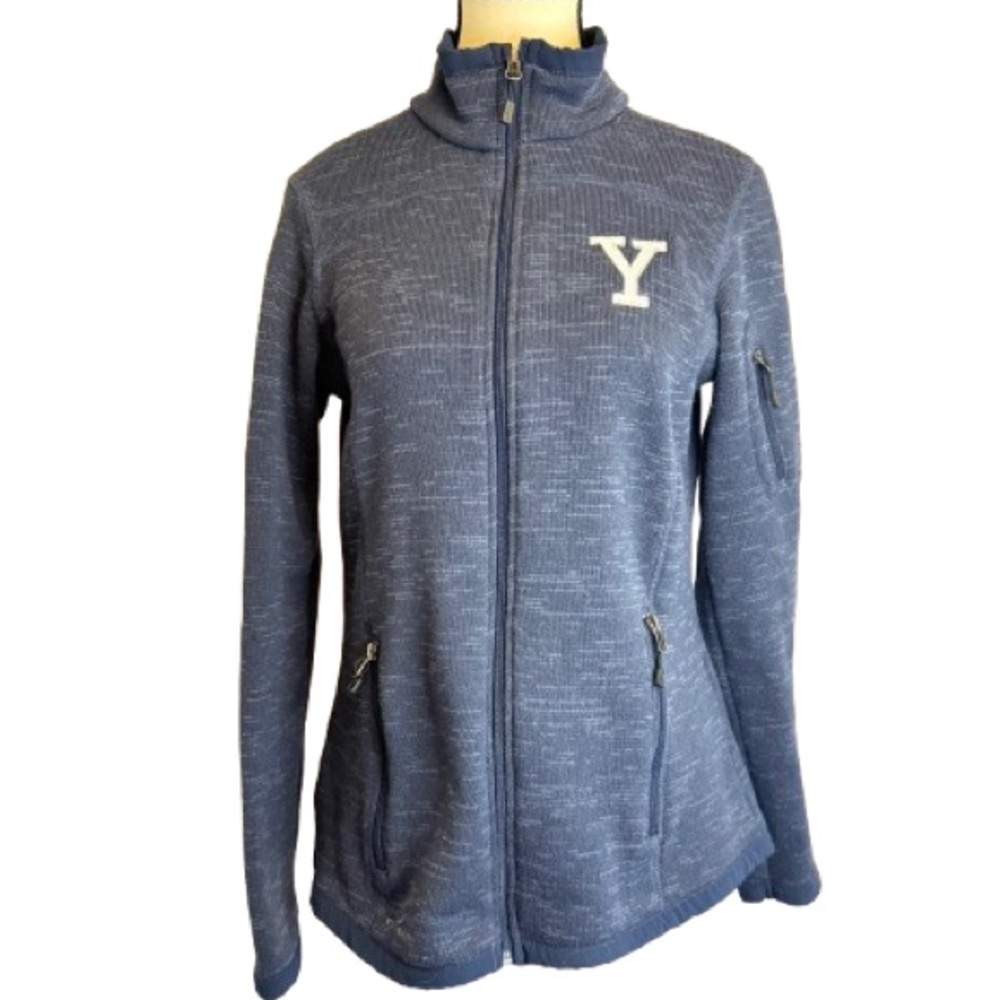 Eddie Bauer Yale Full Zip Fleece Jacket Women’s Medium Blue Logo